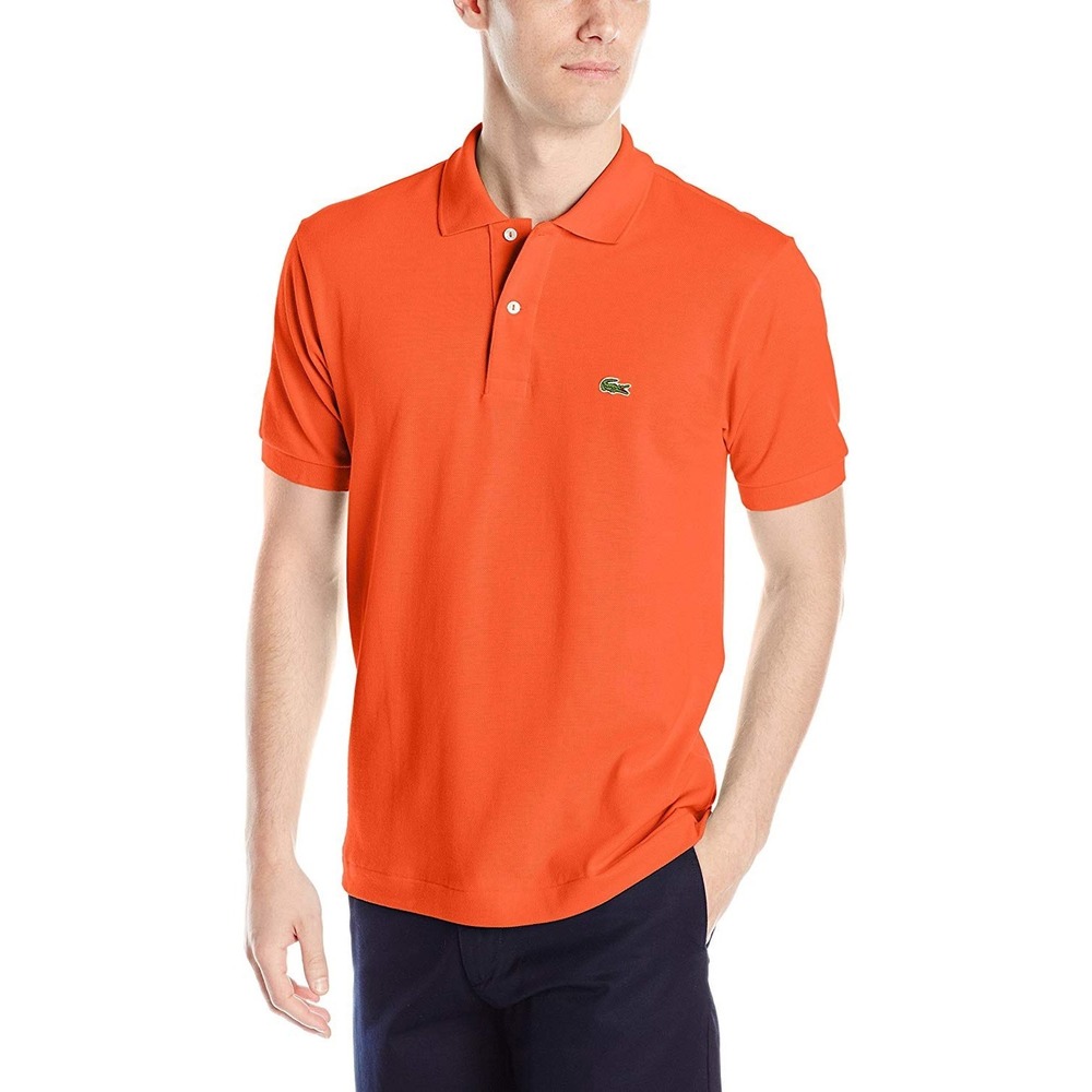 Lacoste Mens Pique Polo Shirt Orange Short Sleeve Cotton Stretch Size 5 L